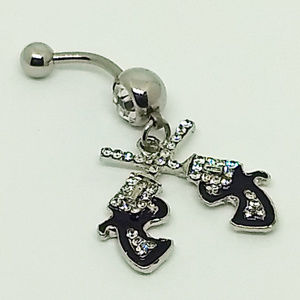 Jewelry - BELLY RING Crossed Guns - Rhinestone Jewelry Navel Jewelry - BELLY RING Crossed Guns - Rhinestone Jewelry Navel